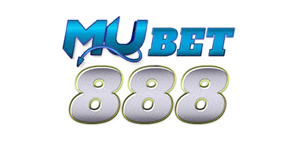 โลโก้ mubets888 ตัวอักษรสีน้ำเงินและตัวเลข 888 สีเงิน พื้นหลังโปร่งใส ใช้เป็นสัญลักษณ์เว็บไซต์คาสิโนออนไลน์และสล็อตออนไลน์